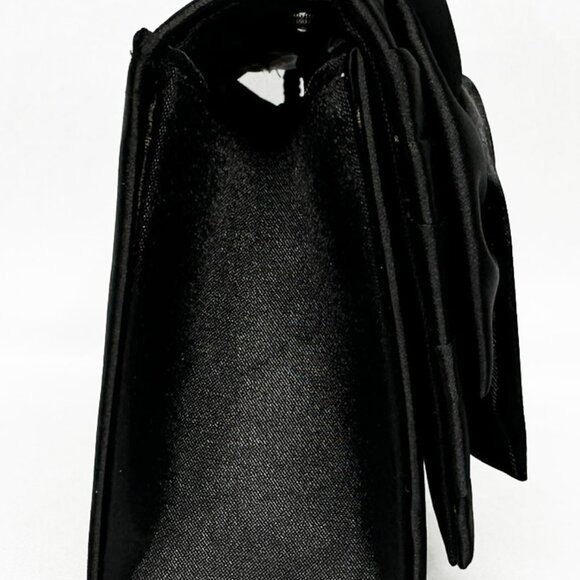 NWT Jessica McClintock Black Satin Bow Evening Clutch Bag - Picture 7 of 12